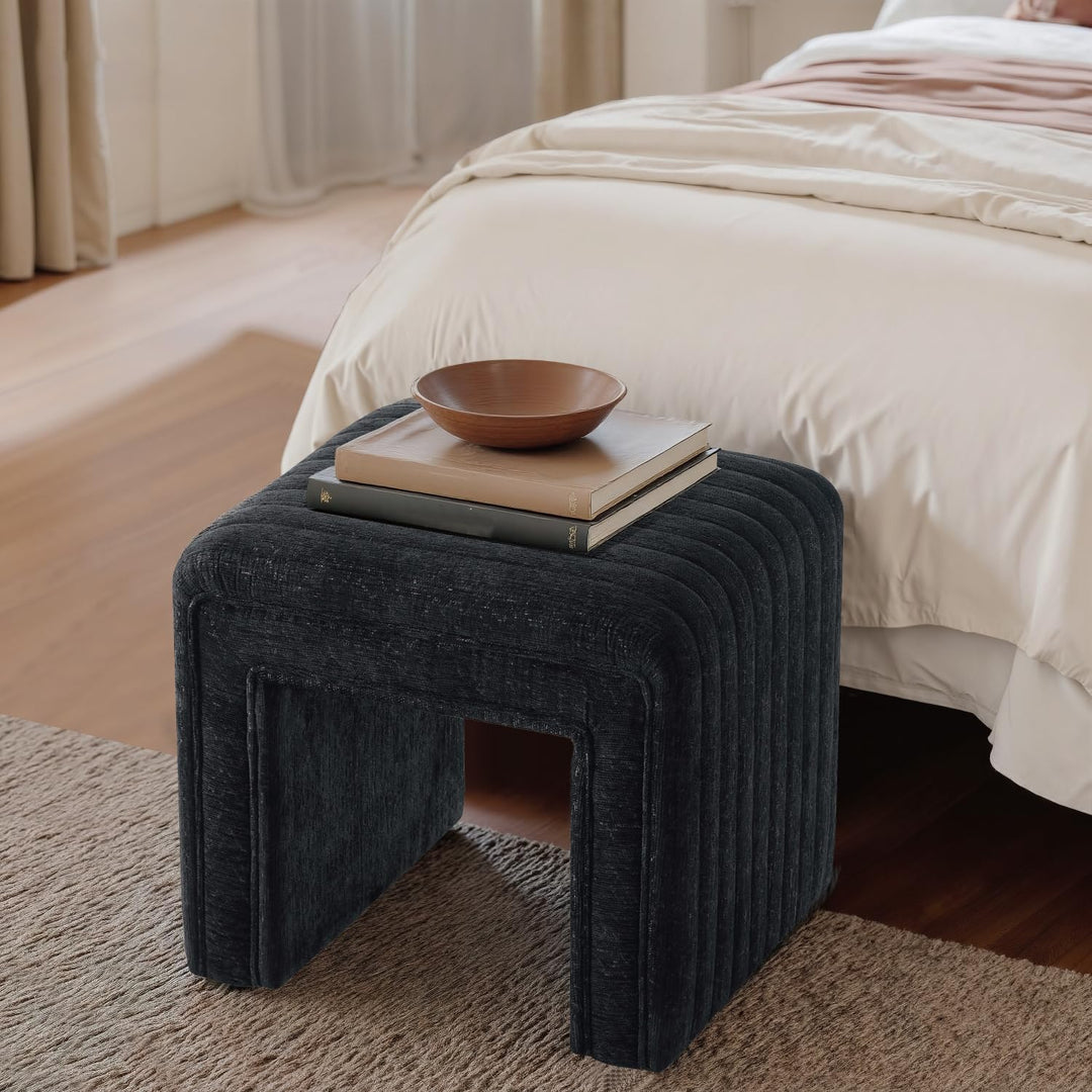 Moony Black with White Boucle U Shaped Ottoman