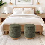 Load image into Gallery viewer, Wooden Base Storage Ottoman: Olive Boucle #100106
