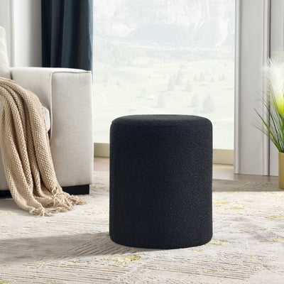 Paulo Boucle Fabric Round Ottoman