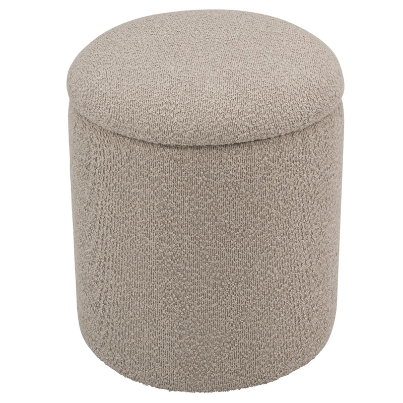 Taupe Round Ottoman With Storage 
