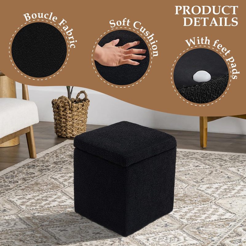Black Square Ottoman With Storage 