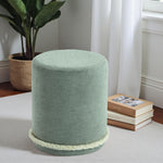 Load image into Gallery viewer, Cirque Round Plush Ottoman, Soft Upholstered Footrest &amp; Vanity Stool, Chic Minimal Accent Piece in Neutral Tones (Malachite Green) #100161