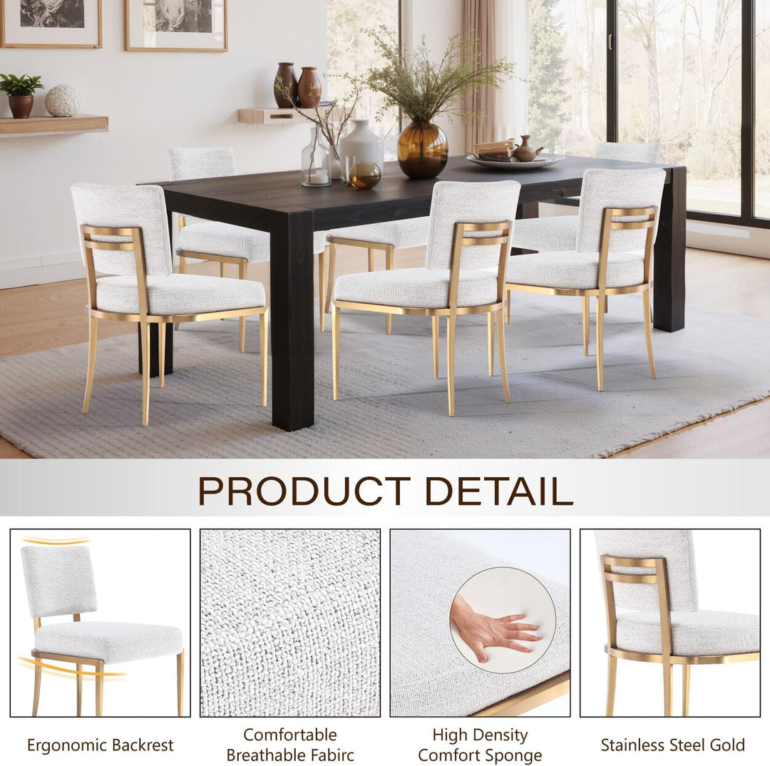 Levante Boucle Fabric Upholstered with Metal base Dining Chair ( Set of 2 )