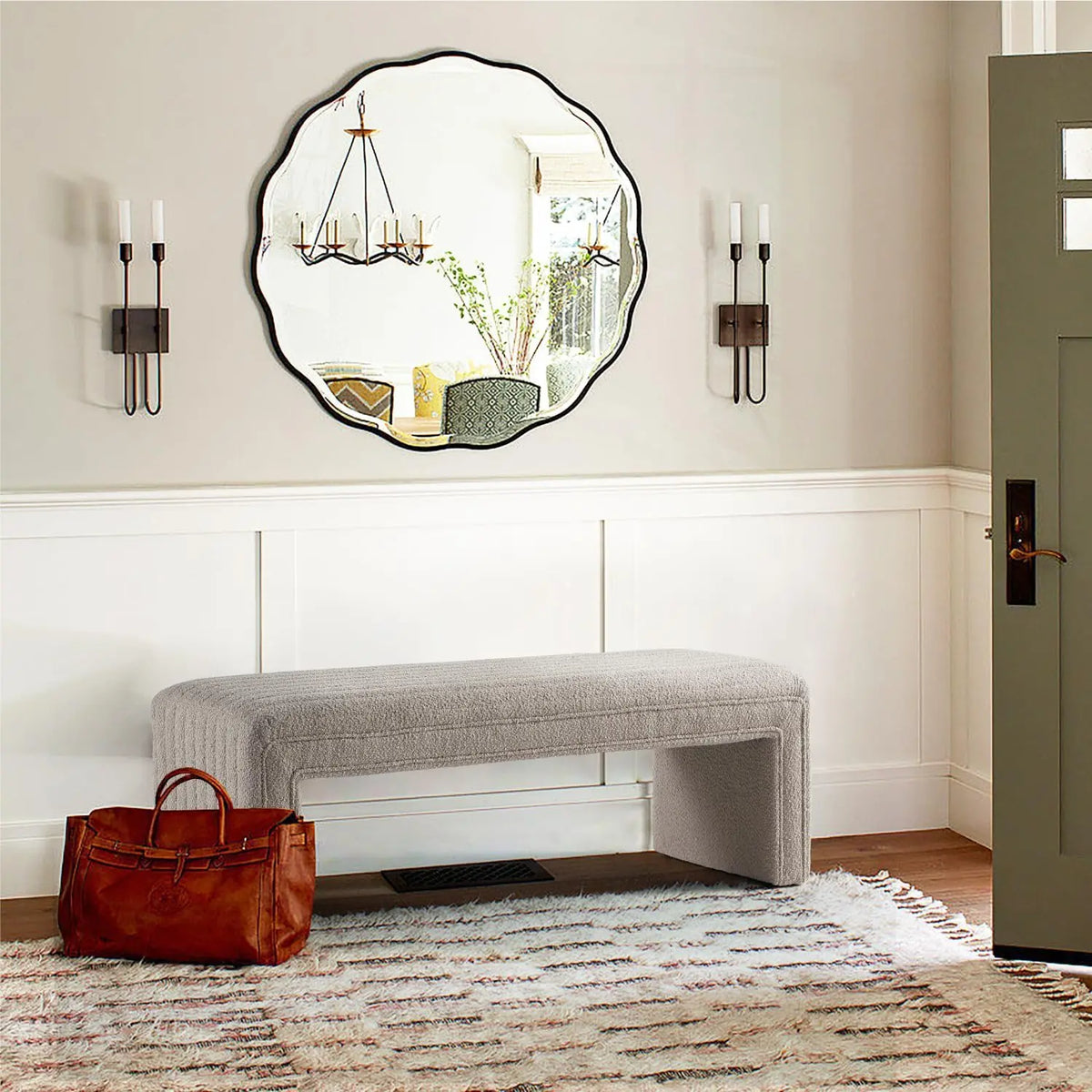 Khaki Boucle Ottoman Benches #900003 – Get Set Style Furniture
