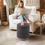 Load image into Gallery viewer, Wooden Base Storage Ottoman: Grey Boucle #100112
