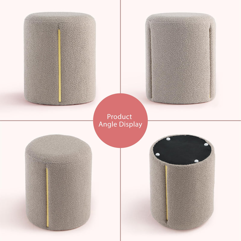 Taupe Round Ottoman with Band 