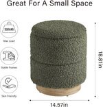 Load image into Gallery viewer, Wooden Base Storage Ottoman: Olive Boucle #100106
