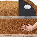 Load image into Gallery viewer, Sherpa Fabric Round Ottoman with Soft Padded Seat, Upholstered Footrest Stool (Mustard)

