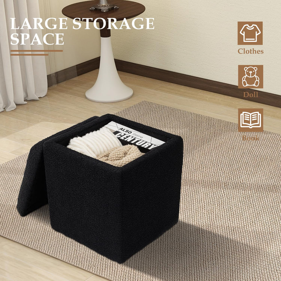 Black Square Ottoman With Storage #100120