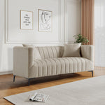 Load image into Gallery viewer, 3 Seats Khaki Tufted Sofa #030001
