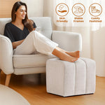 Load image into Gallery viewer, White Linen Rectangle Ottoman #100096
