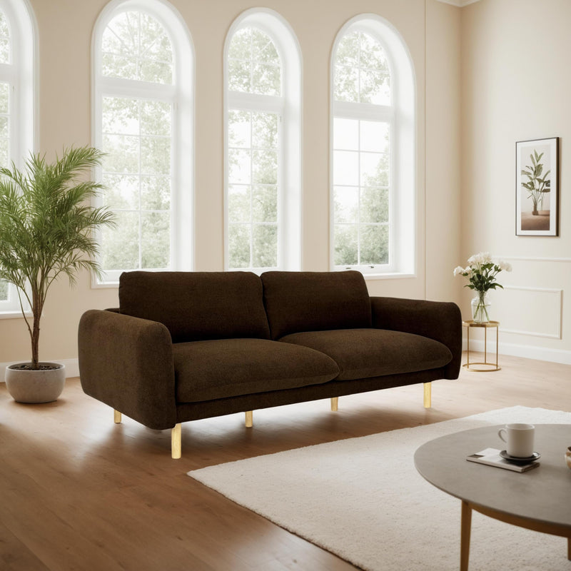 Chocolate Wood Modern Living Room Sofa 