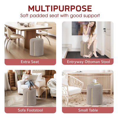 Taupe Round Ottoman with Band #100101