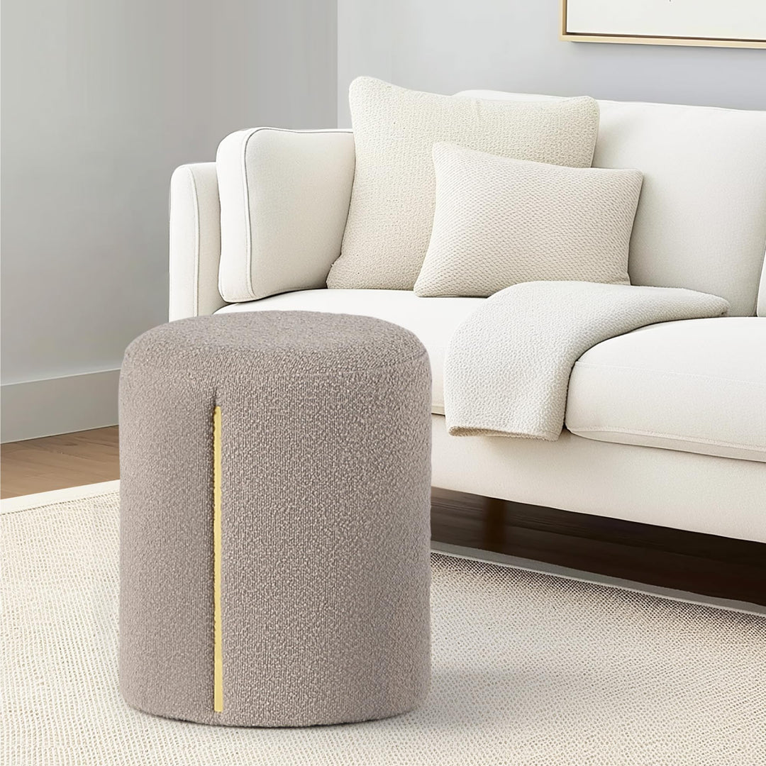 Taupe Round Ottoman with Band #100101