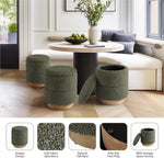 Load image into Gallery viewer, Wooden Base Storage Ottoman: Olive Boucle #100106
