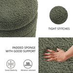 Load image into Gallery viewer, Cushen Sherpa Fabric Round Ottoman with Soft Padded Seat, Storage Vanity Stool, Upholstered Footrest (Green)
