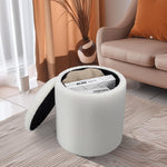 Load image into Gallery viewer, White Round Ottoman With Storage #100119
