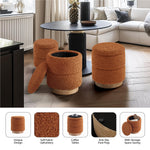 Load image into Gallery viewer, Wooden Base Storage Ottoman: Mustard Boucle #100111
