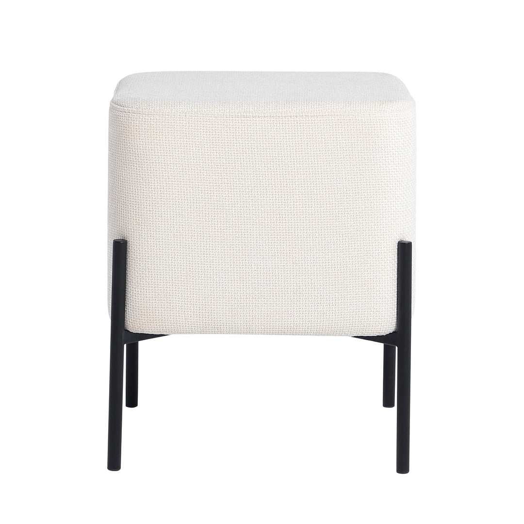 Everest Ivory Cube Shaped Boucle White Stool #100192