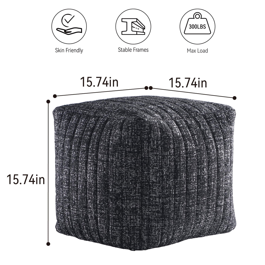 Black Boucle Stuffed Pouf #100108