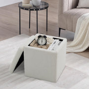 White Square Ottoman With Storage #100122