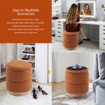 Load image into Gallery viewer, Wooden Base Storage Ottoman: Mustard Boucle #100111
