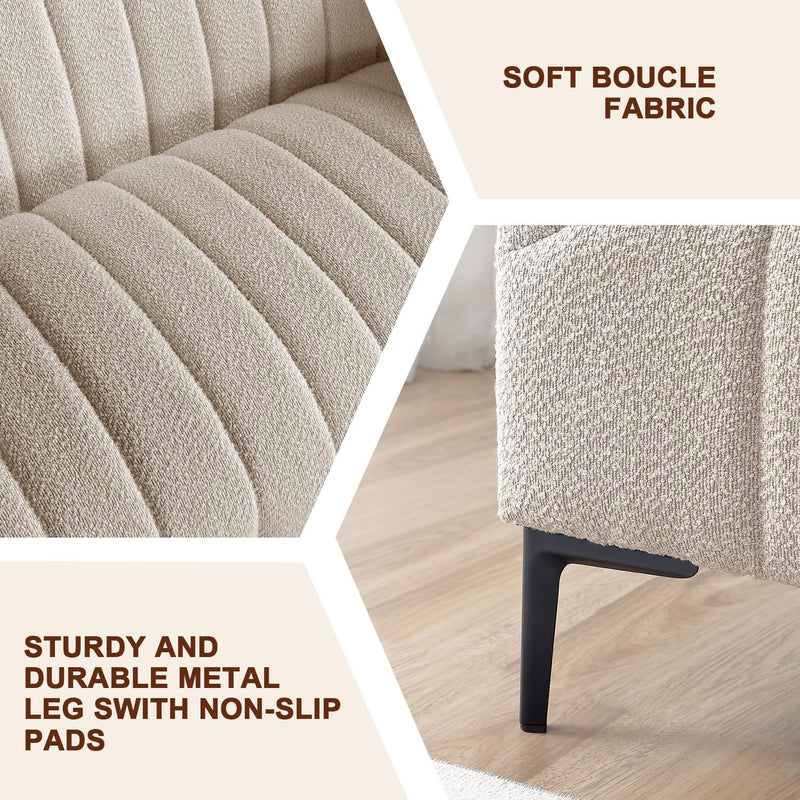 1 Seat Taupe Tufted Sofa 