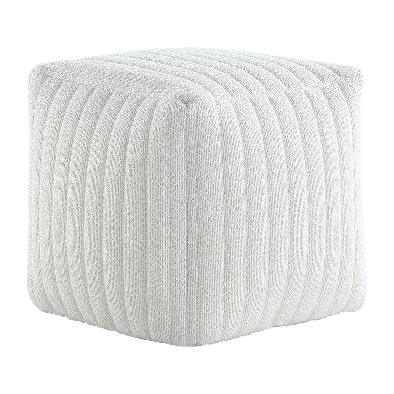White Boucle Stuffed Pouf 
