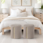 Load image into Gallery viewer, Taupe Round Ottoman with Band #100101
