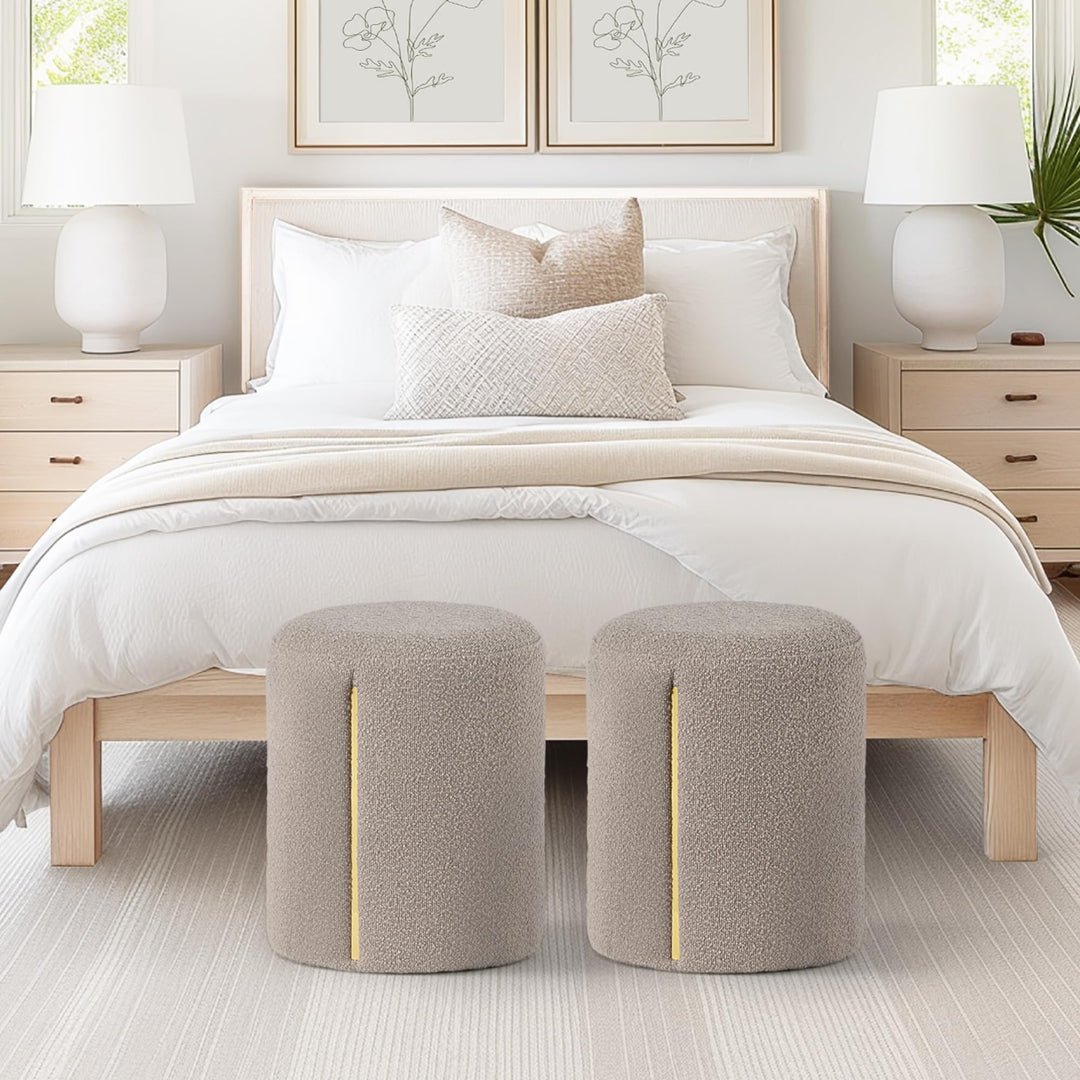 Taupe Round Ottoman with Band #100101