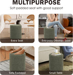 Load image into Gallery viewer, Sherpa Fabric Round Ottoman with Soft Padded Seat, Upholstered Footrest Stool (Green)
