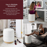 Load image into Gallery viewer, Wooden Base Storage Ottoman: White Boucle #100104
