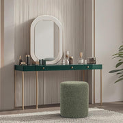 Sherpa Fabric Round Ottoman with Soft Padded Seat, Upholstered Footrest Stool (Green)