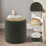 Load image into Gallery viewer, Green Sherpa Round Ottoman With Storage #100126

