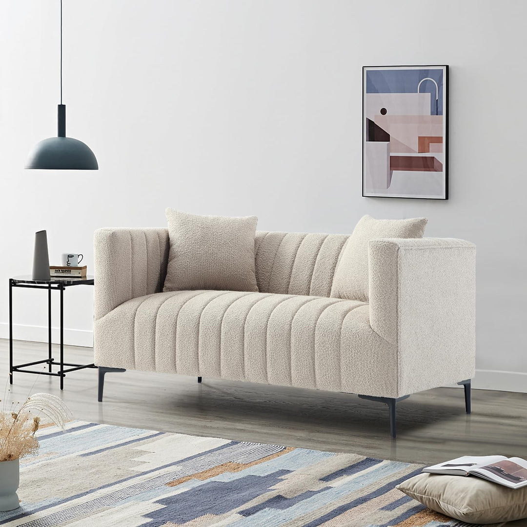 White Tufted Sofa 2 Seats #020004