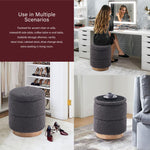 Load image into Gallery viewer, Wooden Base Storage Ottoman: Grey Boucle #100112
