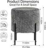 Load image into Gallery viewer, Linen Round Multifunctional Stool with Black Metal Legs (Gray)
