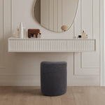 Load image into Gallery viewer, Linen Dark Gray Round Ottoman