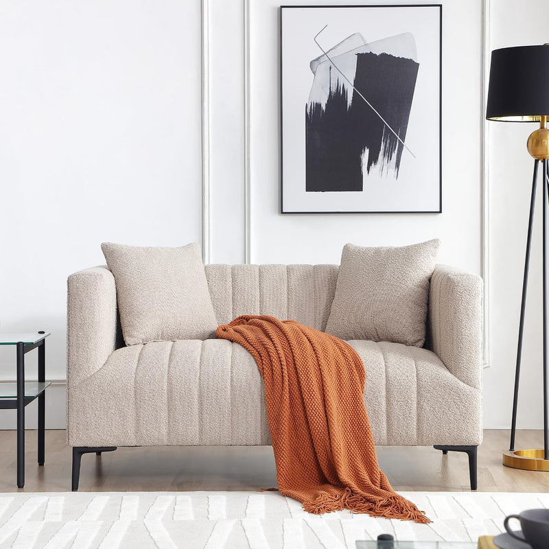 White Tufted Sofa 2 Seats 