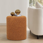 Load image into Gallery viewer, Sherpa Fabric Round Ottoman with Soft Padded Seat, Upholstered Footrest Stool (Mustard)
