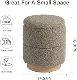 Load image into Gallery viewer, Wooden Base Storage Ottoman: Taupe Boucle #100105
