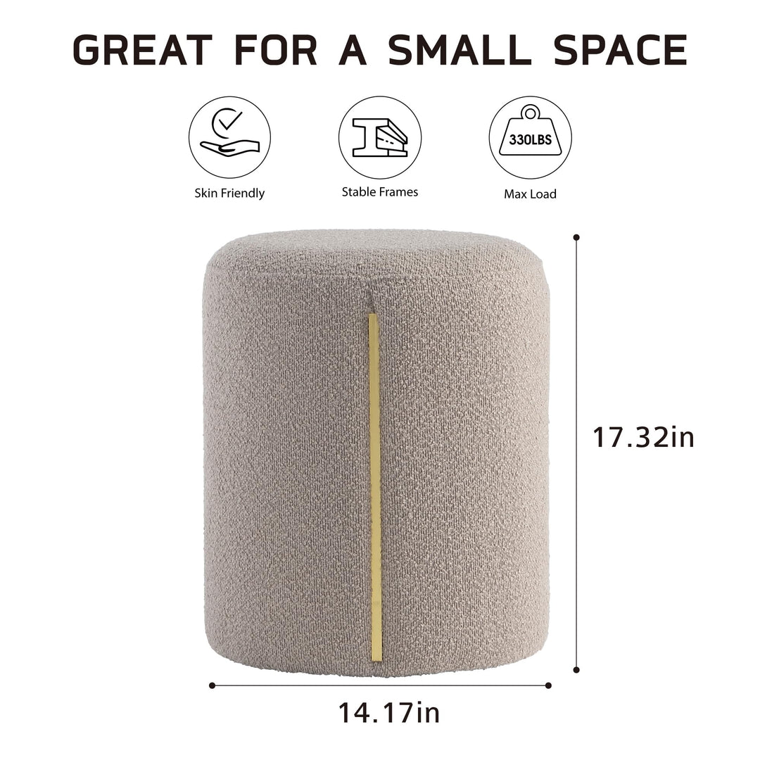 Taupe Round Ottoman with Band #100101