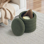 Load image into Gallery viewer, Cushen Sherpa Fabric Round Ottoman with Soft Padded Seat, Storage Vanity Stool, Upholstered Footrest (Green)
