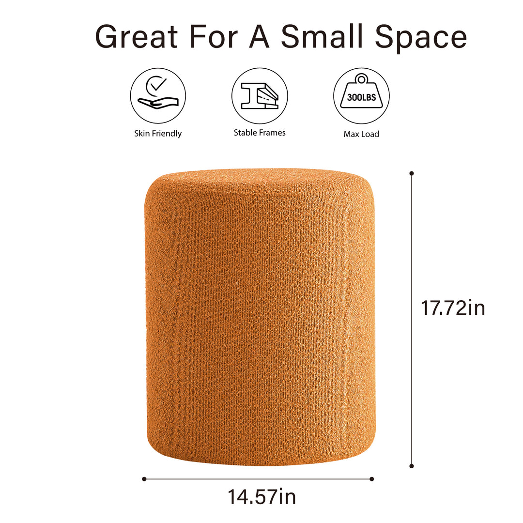 Orange Round Boucle Ottoman #100037