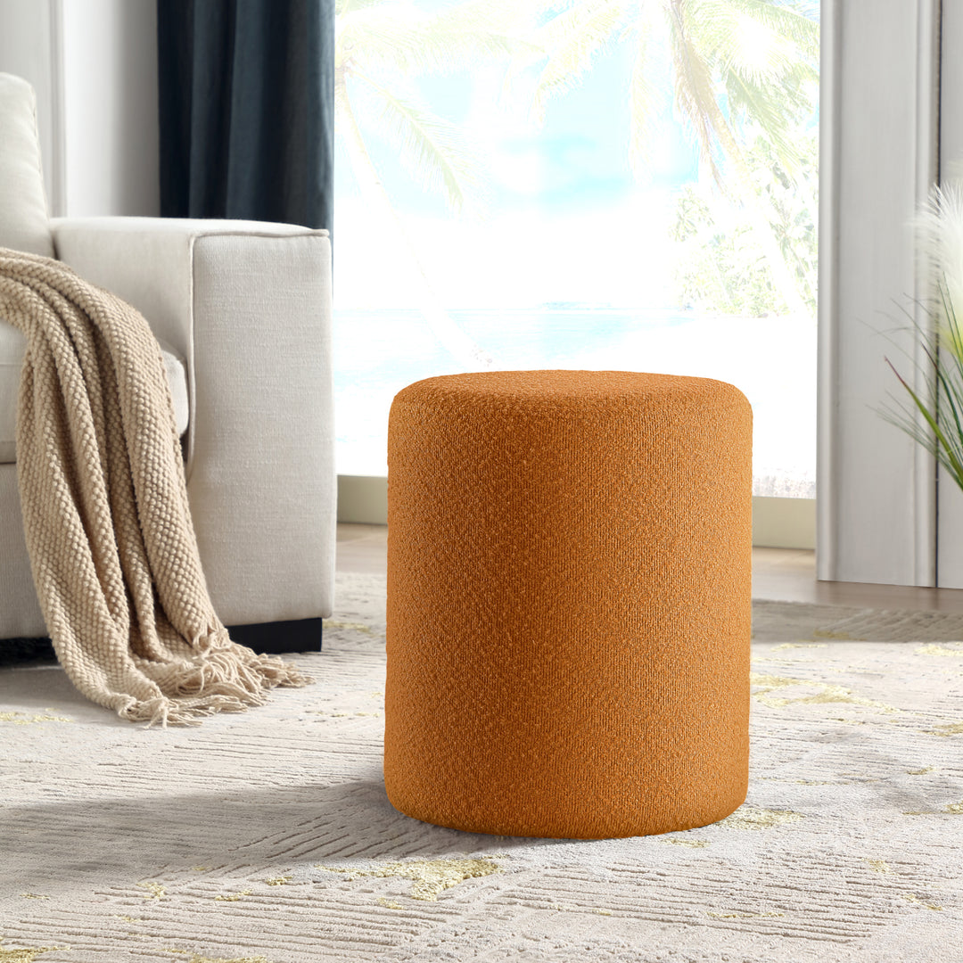 Orange Round Boucle Ottoman #100037