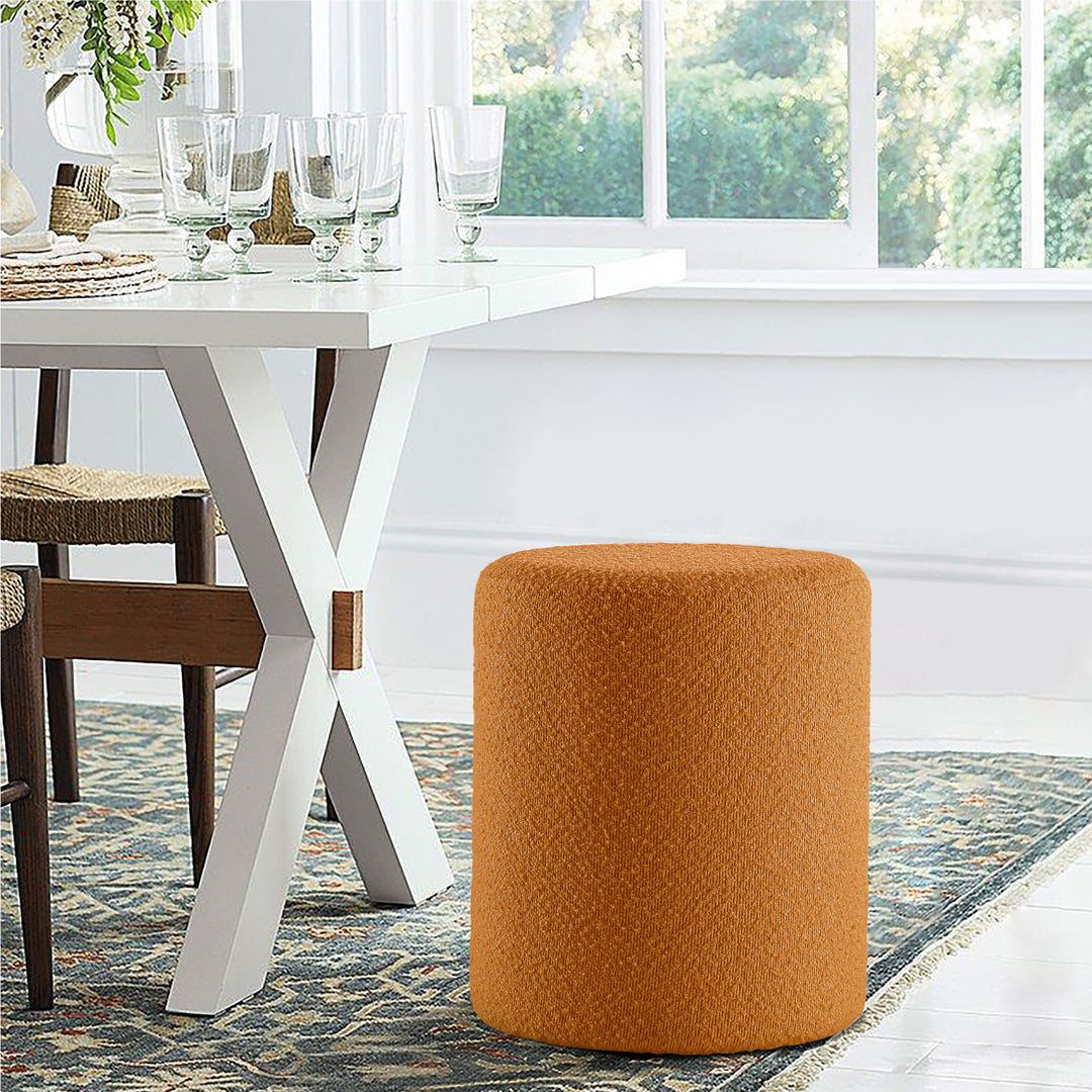 Orange Round Boucle Ottoman #100037