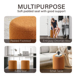 Load image into Gallery viewer, Orange Round Boucle Ottoman #100037
