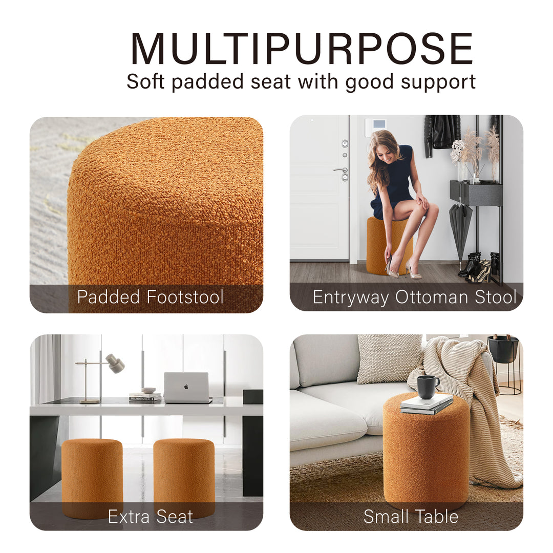 Orange Round Boucle Ottoman #100037