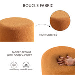Load image into Gallery viewer, Orange Round Boucle Ottoman #100037
