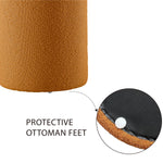 Load image into Gallery viewer, Orange Round Boucle Ottoman #100037
